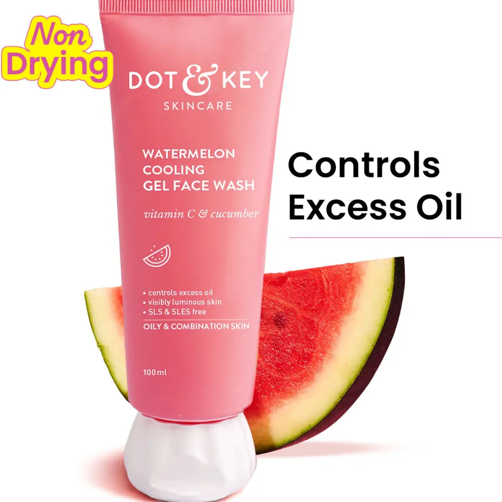 Dot & Key Watermelon Super Glow Gel Face Wash with Vitamin C 100ml removes oil, dirt, and impurities for fresh, glowing skin.